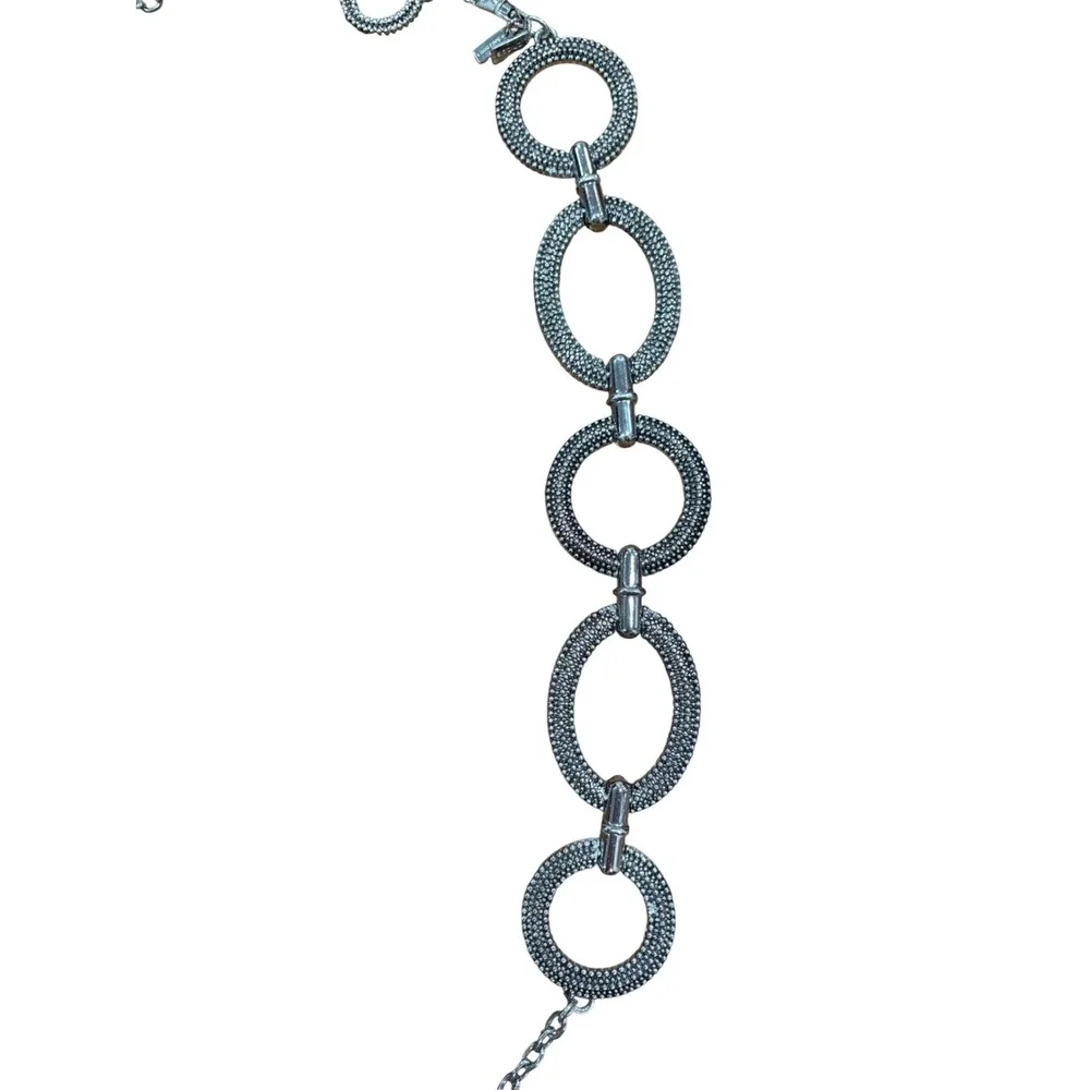 Chico's Tahiti Link Silver Textured Chain Belt‎ Size M/L NWT